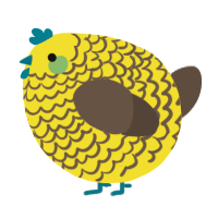 A yellow and bark chicken with a lace pattern