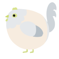 A cream and mist chicken with a head pattern