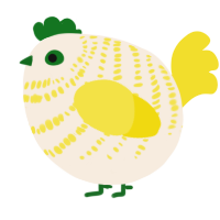 A cream and yellow chicken with a bar pattern
