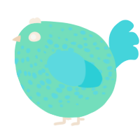 A mint and aqua chicken with a speckle pattern