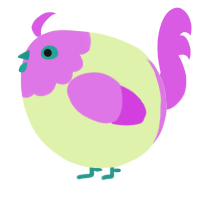 A apple and orchid chicken with a head pattern