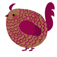 A brown and maroon chicken with a lace pattern
