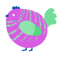 A orchid and spring chicken with a bar pattern