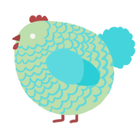 A gluppy and aqua chicken with a lace pattern