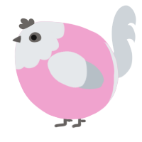 A pink and mist chicken with a head pattern