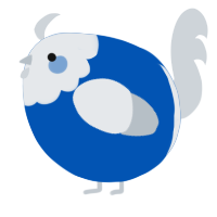 A ultramarine and mist chicken with a head pattern