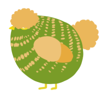 A chartreuse and honey chicken with a bar pattern