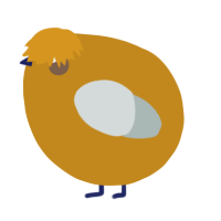A ochre and silver chicken