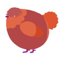 A red and vermilion chicken with a head pattern