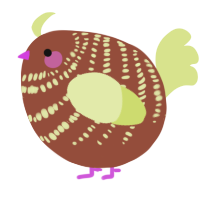 A russet and lemon chicken with a bar pattern