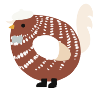 A russet and cream chicken with a bar pattern