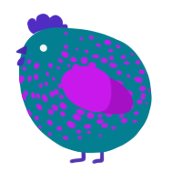 A sea and amethyst chicken with a speckle pattern