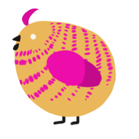 A honey and fuchsia chicken with a bar pattern