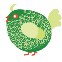 A viridian and lemon chicken with a double-lace pattern