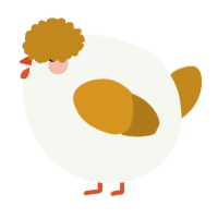 A white and ochre chicken