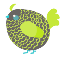 A grey and lime chicken with a lace pattern
