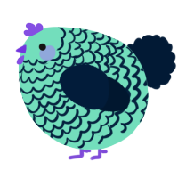 A mint and tumblr chicken with a lace pattern