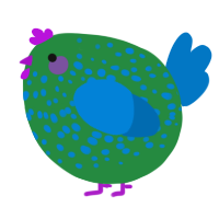 A viridian and sapphire chicken with a speckle pattern