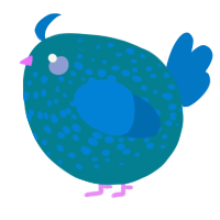 A sea and sapphire chicken with a speckle pattern