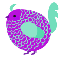 A amethyst and mint chicken with a lace pattern