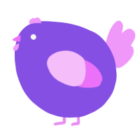 A blurple and lavender chicken