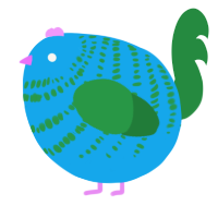 A sky and viridian chicken with a bar pattern