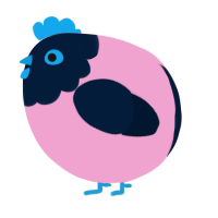 A pink and tumblr chicken with a head pattern