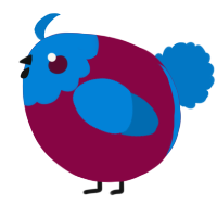 A maroon and sapphire chicken with a head pattern