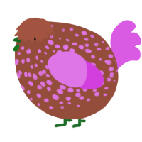 A russet and orchid chicken with a speckle pattern