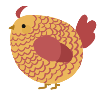 A honey and red chicken with a lace pattern