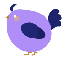 A lilac and navy chicken