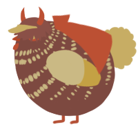 A russet and honey chicken with a bar pattern