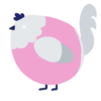 A pink and mist chicken with a head pattern