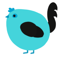 A aqua and black chicken