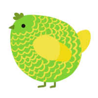 A grass and yellow chicken with a lace pattern