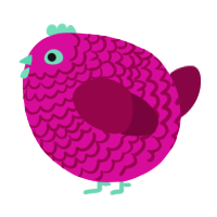 A fuchsia and maroon chicken with a lace pattern