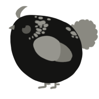A black and ash chicken with a neck-speckle pattern