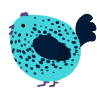 A aqua and tumblr chicken with a speckle pattern