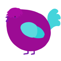 A plum and aqua chicken