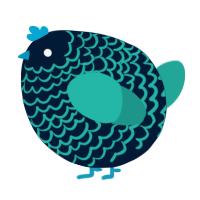 A tumblr and turquoise chicken with a lace pattern