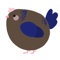 A bark and navy chicken with a neck-band pattern
