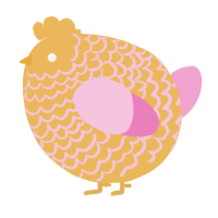 A honey and pink chicken with a lace pattern