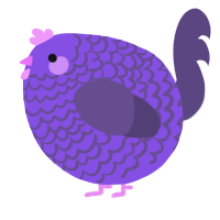 A blurple and overcast chicken with a lace pattern
