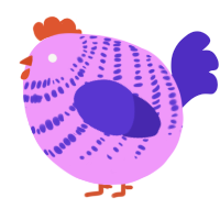 A lavender and indigo chicken with a bar pattern