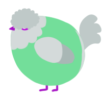 A spring and silver chicken with a head pattern