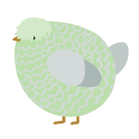 A gluppy and silver chicken with a lace pattern