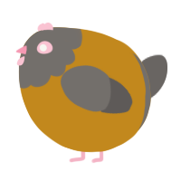 A ochre and grey chicken with a head pattern
