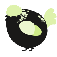 A sable and apple chicken with a neck-speckle pattern