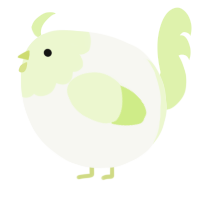 A white and apple chicken with a head pattern