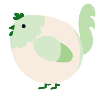 A cream and gluppy chicken with a head pattern